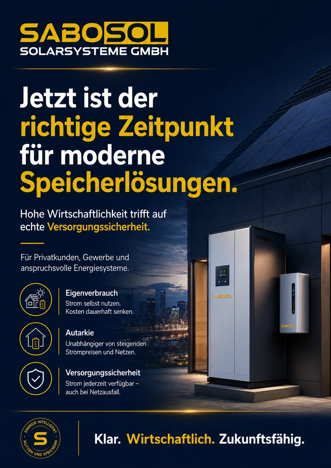 SABOSOL Speicherlösung für Versorgungssicherheit
